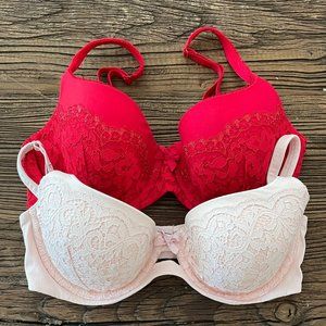 Victoria's Secret Body by victoria lined Demi Bra Size 34D Lot of 2!!
